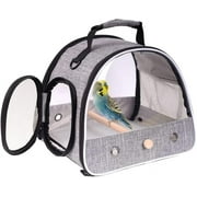 Halinfer Small Bird Carrier, Clear Bird Travel Carrier for Parakeet, Parrot, Cockatiel and Other Small Birds Guinea Pig Bearded Dragon Grey