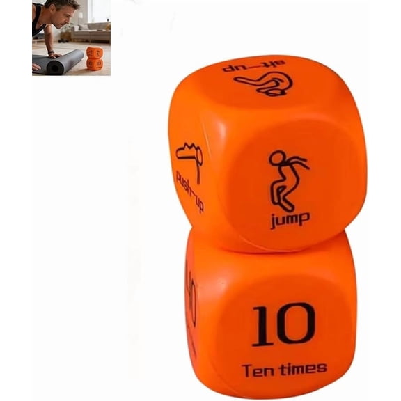 Haliyee Exercise Dice (6-Sided),Fitness Dice Set,2-Piece Exercise Dice for Group Fitness & Exercise Classes - Includes Push Ups,Squats,Lunges,Jumping Jacks,Crunches & Wildcard