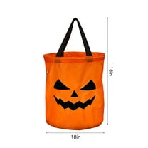 Haliyee Glow in the Dark Halloween Candy Bucket - LED Pumpkin Trick or Treat Bag for Kidswith 3 Batteries,Reusable Party Favors,Light Up Trick or Treat Container,Halloween Party Supplies
