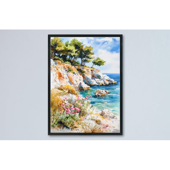 Halkidiki Painterly Travel Landscape Greece Home Wall Decor Unframed Paper Print