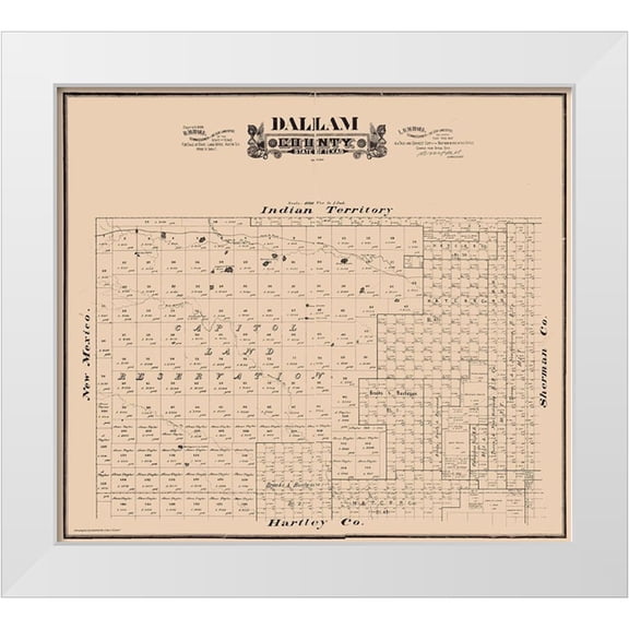 Hall 13x12 White Modern Wood Framed Museum Art Print Titled - Dallam County Texas - Hall 1888