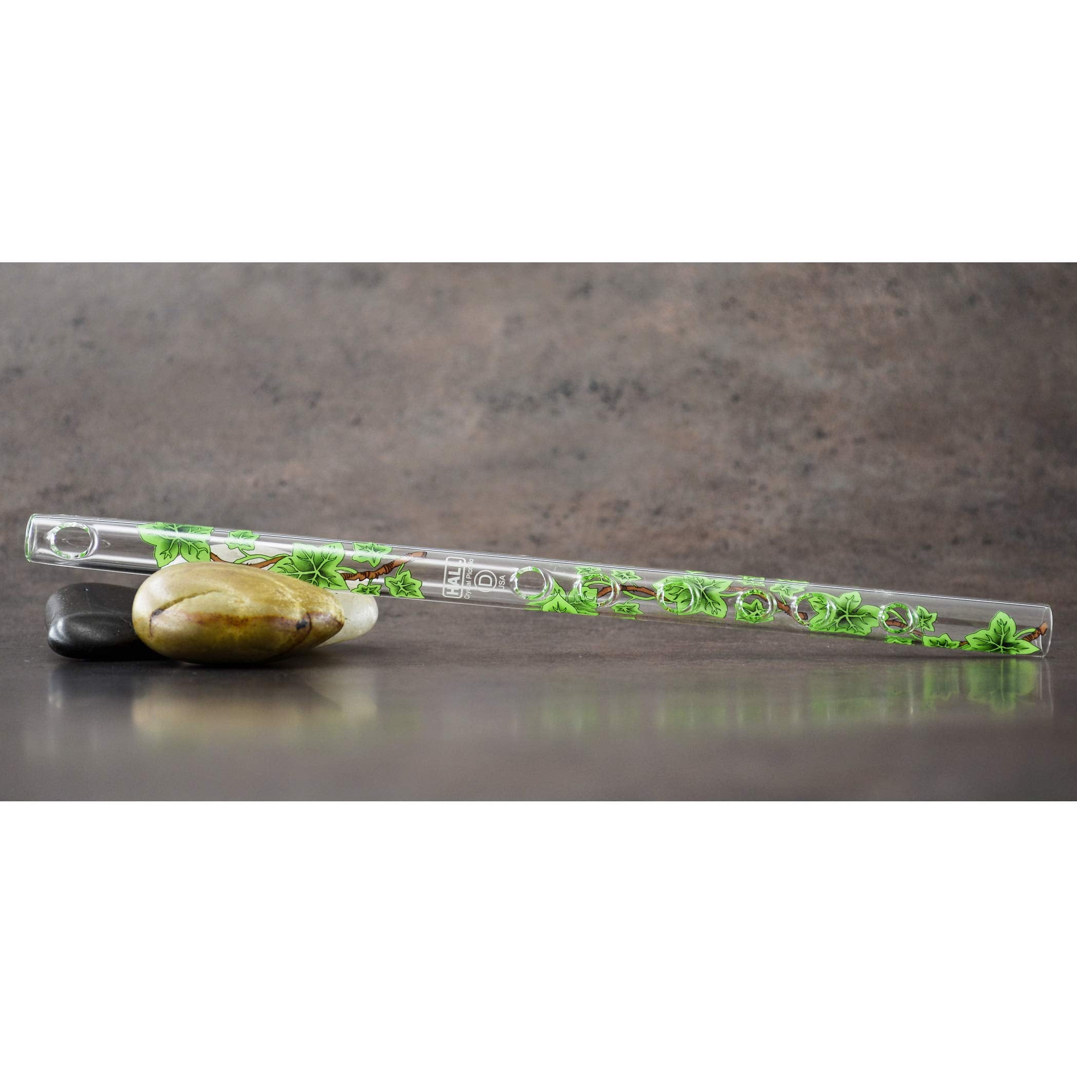 Hall Crystal Flute 11004 - Inline Glass Piccolo in D - Green Ivy