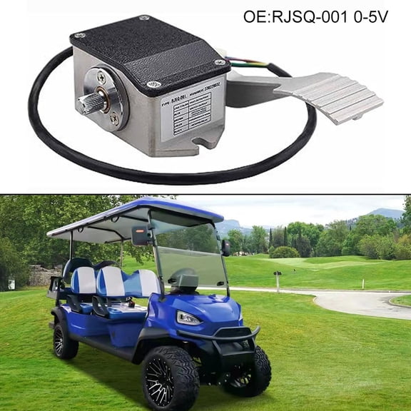 Hall-Effect Electronic Foot Pedal Throttle 0-5V ABS-Metal Construction for RJSQ-001 OEM Replacement for Golf Cart and Similar Utility Vehicle Accelerator Control in Silver
