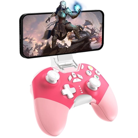 Hall Effect iPhone Controller with Phone Clip, Wireless Bluetooth Game Controller for Android/iPhone/Apple Arcade MFi Games/PC/Switch with Macro/Lock Joystick Speed/6-Axis/Motors/Turbo/ABXY FUN Switc