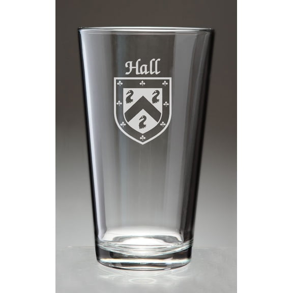 Hall Irish Coat of Arms Pint Glasses - Set of 4 (Sand Etched)