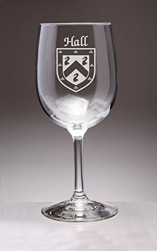 Hall Irish Coat of Arms Wine Glasses Set of 4 (Sand Etched)