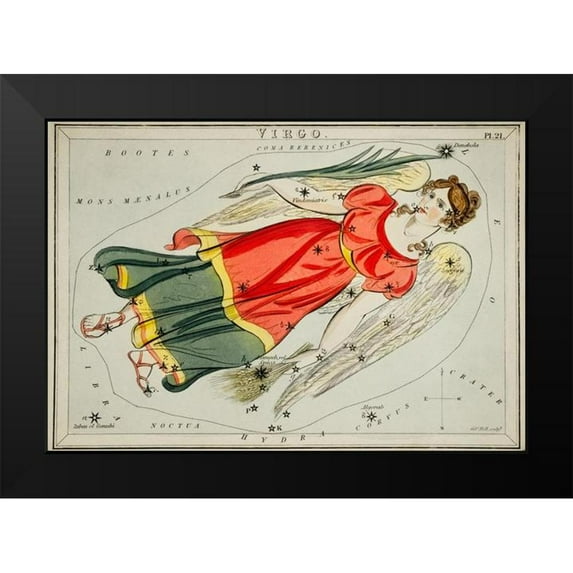 Hall, Sidney 18x14 Black Modern Framed Museum Art Print Titled - Astronomical chart illustration of the Virgo