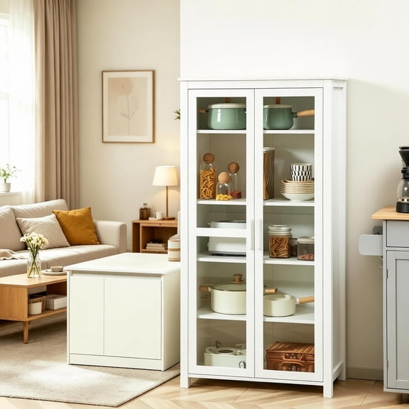 Hall Storage Cabinet,Kitchen Pantry Cabinet,Chic Display Cabinet
