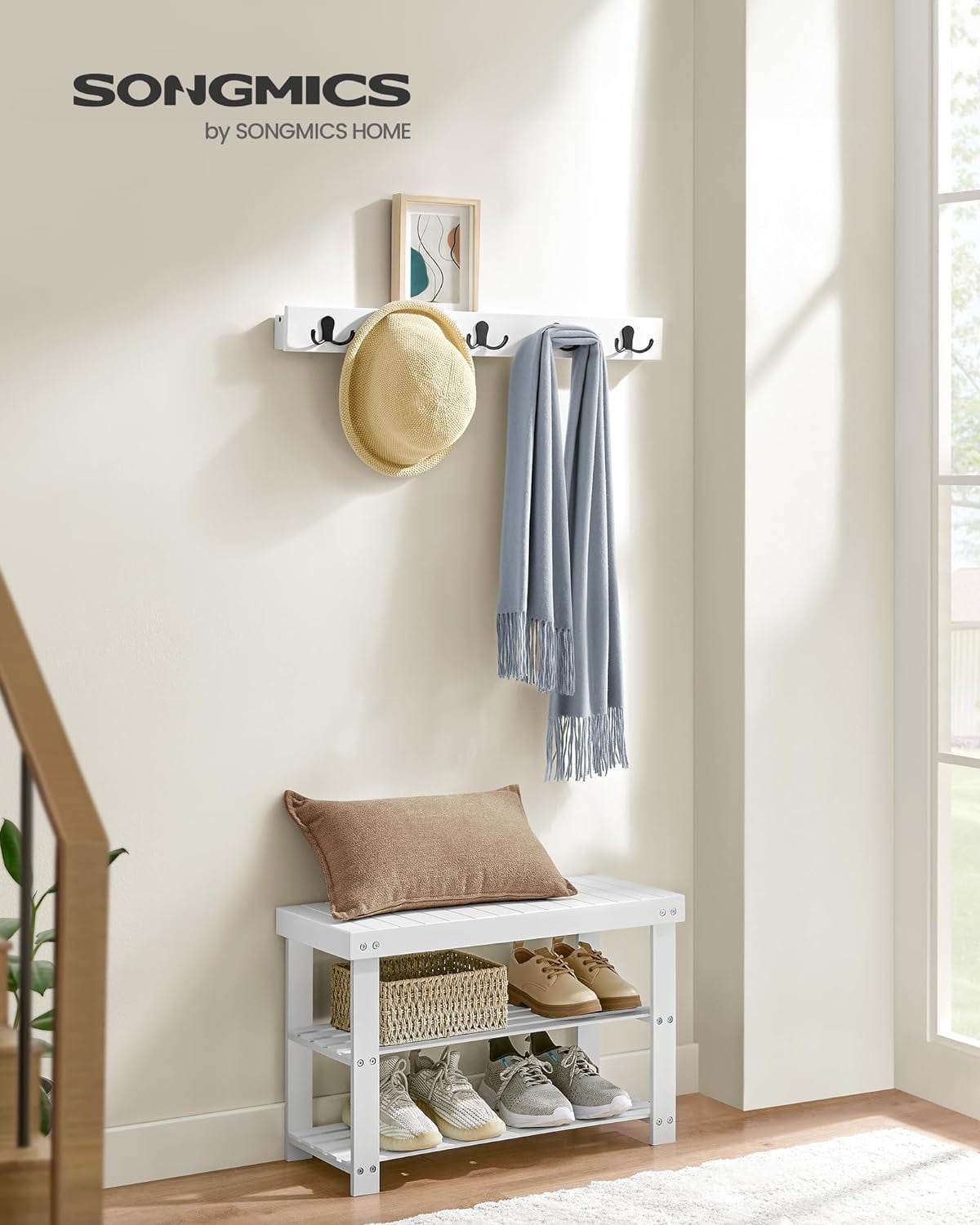 Hall Tree with Bench, Coat Rack Shoe Bench Set, Entryway Furniture ...