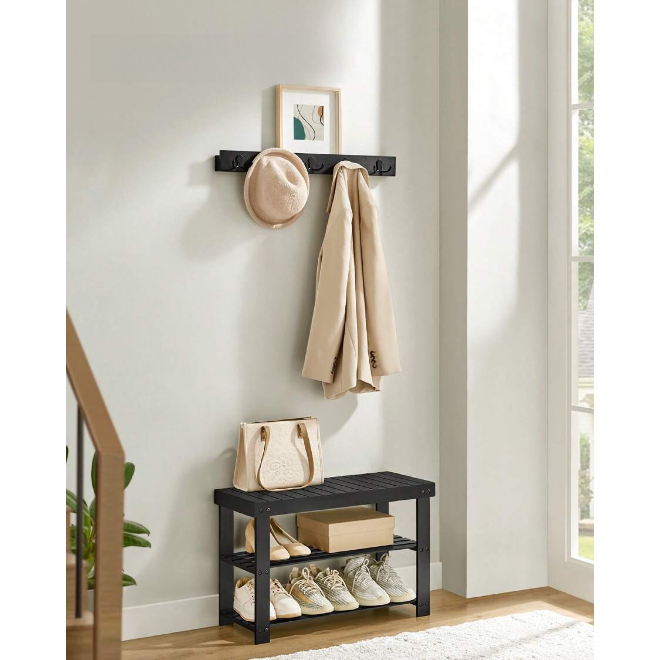 Hall Tree With Bench, Coat Rack Shoe Bench Set, Entryway Furniture ...