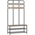 thumbnail image 1 of Hall Tree with Bench, Entryway Bench with Coat Rack, Mud Room Rack with 12 Double Hooks and Shoe Storage, Coat Tree, Shoe Rack Organizer, for Foyer, Front Door, Rustic Brown BF05MT01, 1 of 10