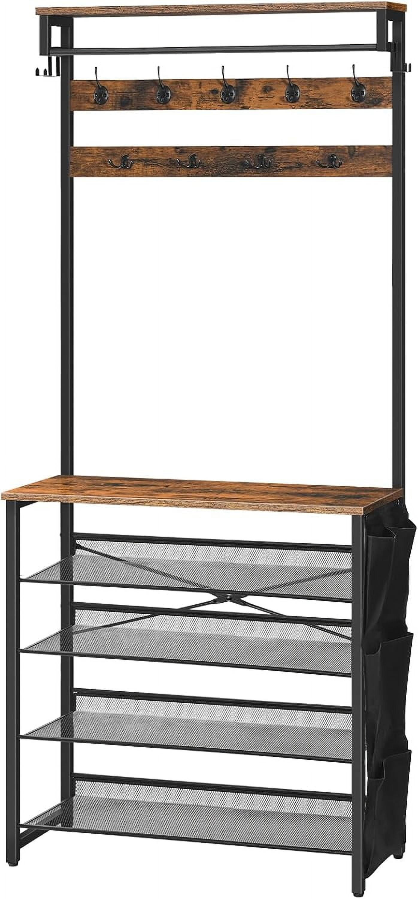 Tree Shoe Rack Hall Tree with Bench, Entryway Coat Rack with Shoe Rack, Shoe and Coat ...