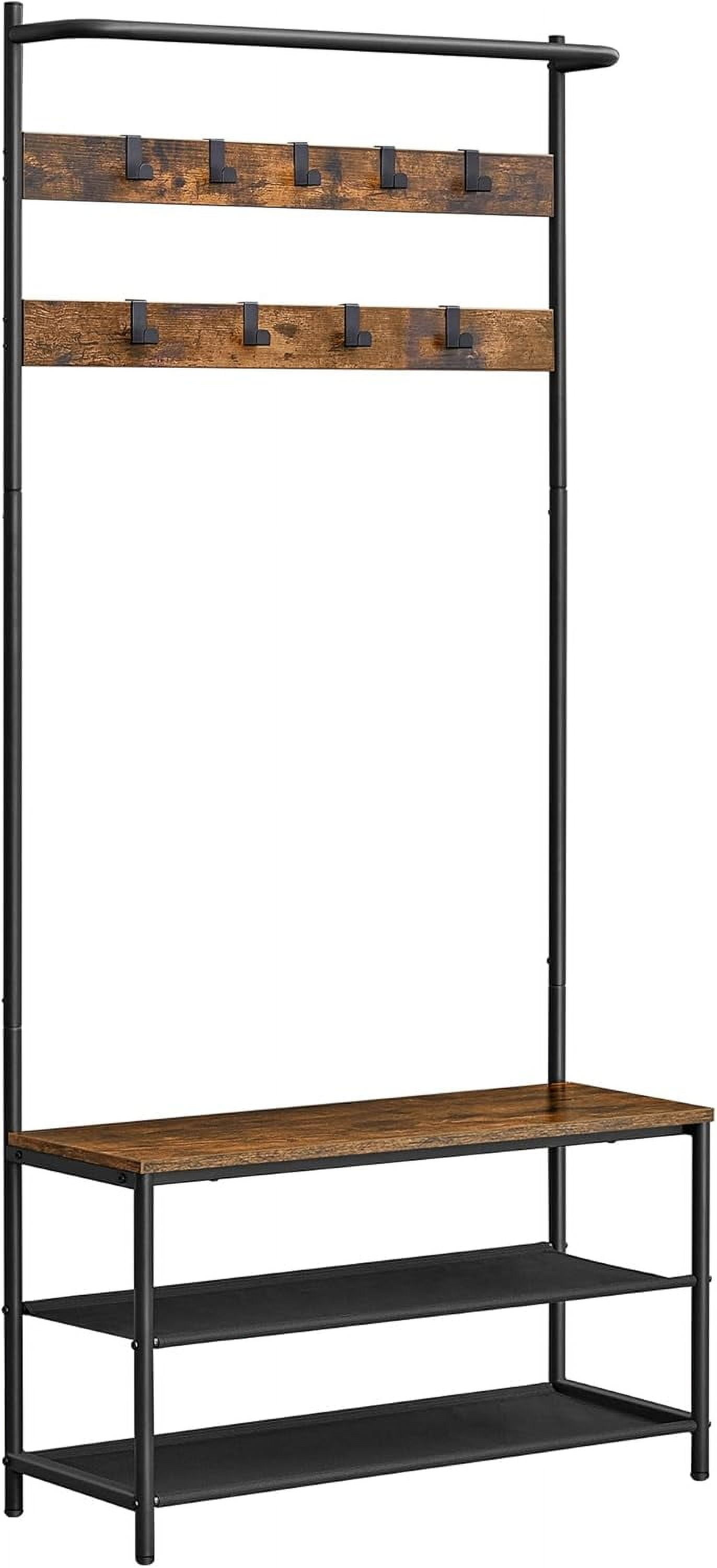 Best Movable Racking Bench Hall Tree with Bench and Shoe Storage, Entryway Bench with Coat Rack ...
