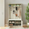thumbnail image 1 of Hall Tree with Bench and Shoe Storage, Wood Entryway Bench with Coat Rack and Clothes Hook, Mudroom Storage Cabinet for Bedroom Living Room Entryway Porch, Beige, 1 of 9
