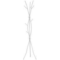 Hall Tree Coat Rack, 74" Freestanding Metal Coat Stand, White Modern Entryway Tree with 8 Hooks