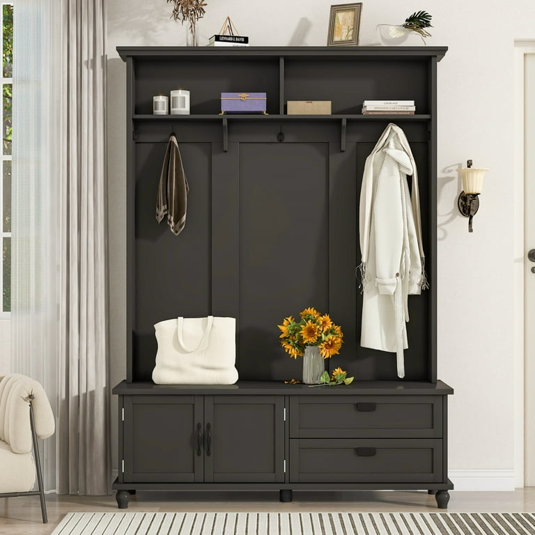 Coat rack with drawers and storage hotsell