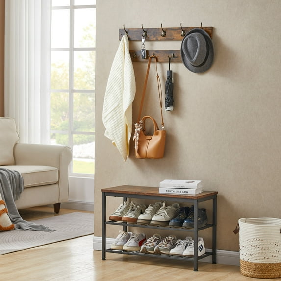 Hall Tree With Coat Rack 3-in-1 Shoe Storage Bench With Shoe Storage 9 Hooks Entryway Bench For Entryway Living Room