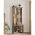thumbnail image 1 of Hall Tree with Bench and Shoe Storage, Coat Rack with Shoe Bench, 7 Double Hooks for Jackets, 13.8 x 31.9 x 70.9 Inches, Heather Greige, 1 of 5