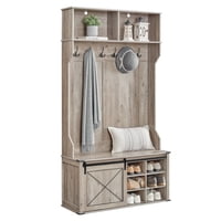 Vasagle Entryway Coat Rack with Shoe Bench