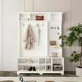 thumbnail image 1 of Hall Tree with Shoe Bench, Coat Rack ,Shoe Storage ,Storage Shelves and Pegboard, for Hallways, Halls and Bedrooms, White, 1 of 7