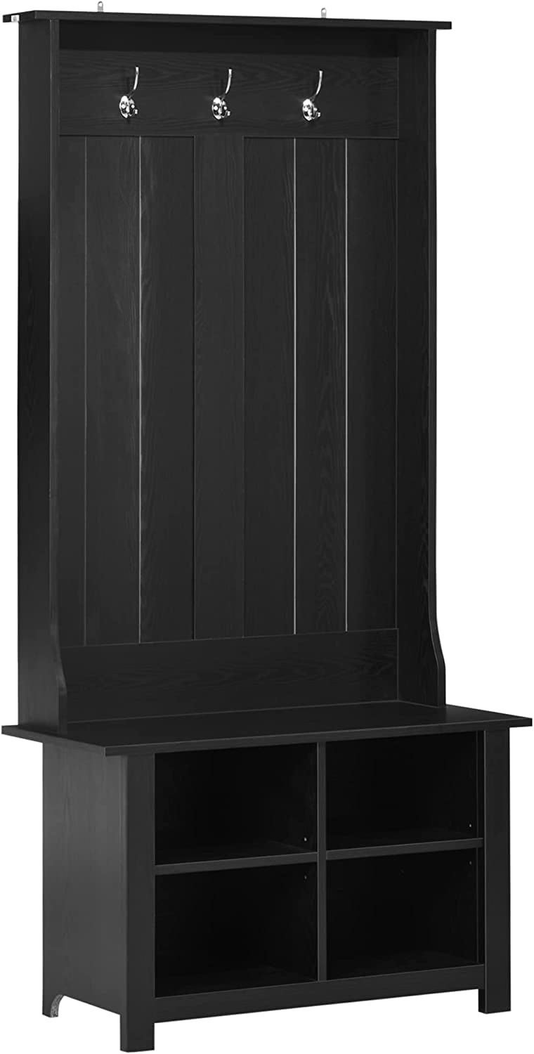 Hall Tree with Shoe Storage Bench, Entryway Bench with Coat Rack