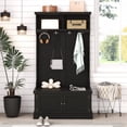 thumbnail image 1 of Hall Tree with Storage Shoe Bench,4-in-1 Design Coat Racks with 4 Hooks,Entryway Bench for Living Room,Entryway and Hallway,Black, 1 of 7