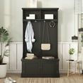 thumbnail image 1 of Hall Tree with Storage Shoe Bench for Entryway Organization, 4-in-1 Design Featuring Coat Racks and Hooks for Home Entryway, Black, 1 of 9