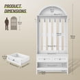 thumbnail image 1 of Hall Tree with , White Arched Entryway Organizer with 8 Hooks and 2 Drawers for Mudroom, 1 of 7