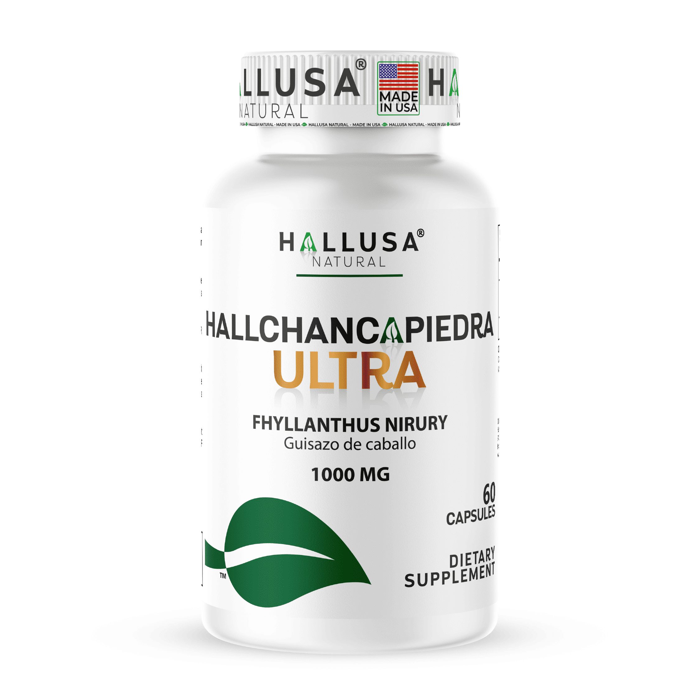 Hallusa Natural Chanca Piedra with Guisazo de Caballo, Stone Breaker, Kidney & Urinary Tract Support Supplement, 1000mg Proprietary Blend, 60 Capsules