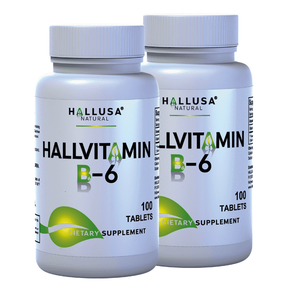 HallVitamin B6 - Vitamin B6 100 mg - Essential Energy Supplement & 200 Tablets 200 servings HALLUSA NATURAL