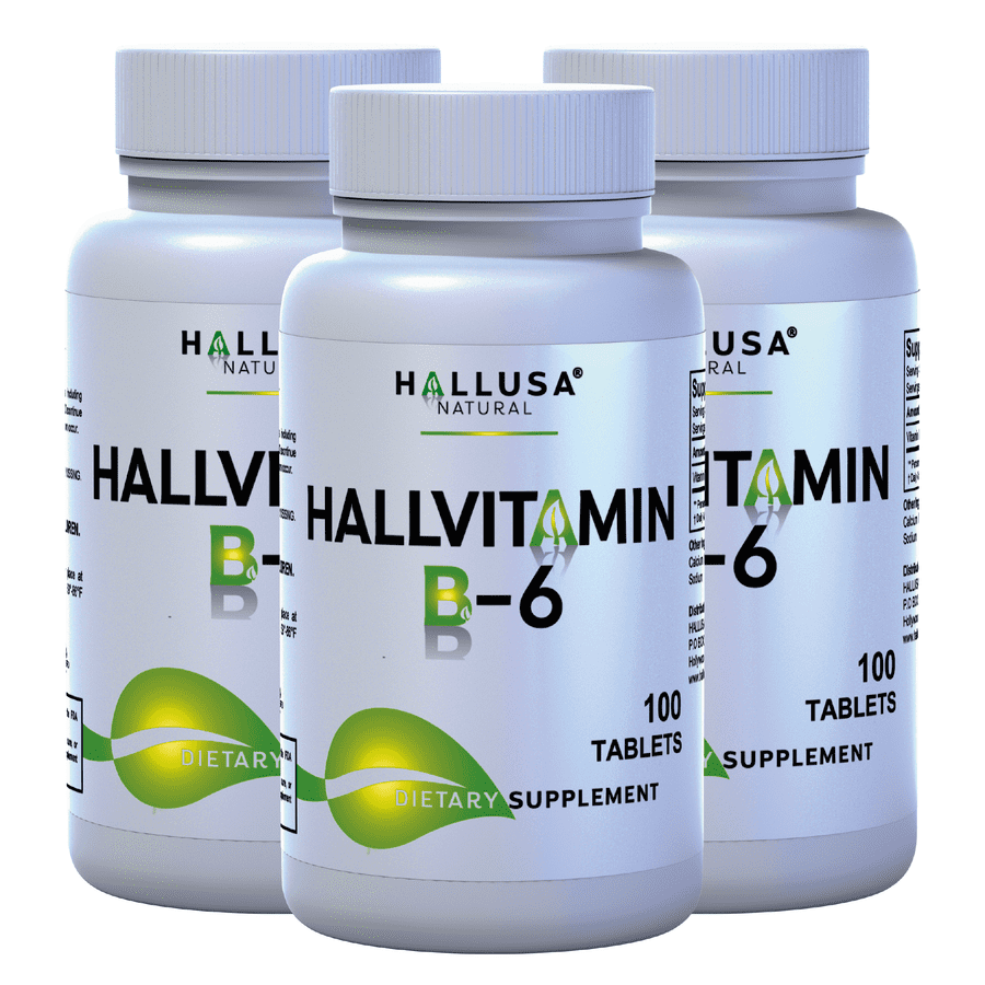 HALLUSA NATURAL Hallvitamin B6 100 mg | 300 Tablets | Vitamin B6 Supplement, Energy Support, Made USA
