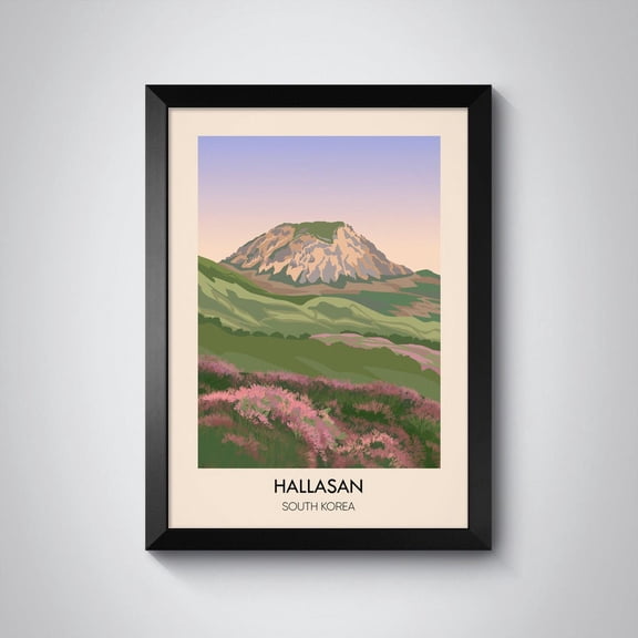 Hallasan South Korea Travel Poster, Jeju Island Scenic Wall Art, Nature Landscape Print, Hiking Adventure Decor, Korean Mountain Travel Art Wall Art, Modern Wall Decor, 24x36 UNFRAMED