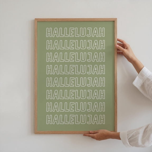 Hallelujah Print, Christian Wall Art, Lime Cream Wall Art, Trendy Apartment Decor, Minimalist Christian Quote Art Wall Art, Modern Wall Decor, 24x36 UNFRAMED