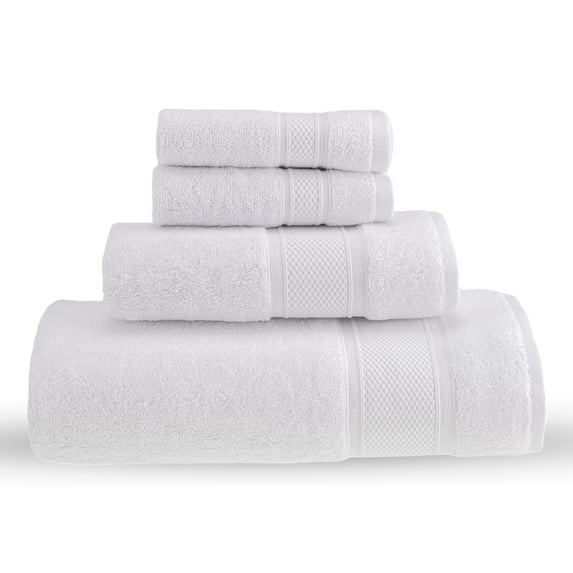 Halley Bath Towel 4 Pieces Set - 100% Turkish Cotton- White