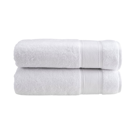 Halley Bath Towels 2-Pack - 100% Turkish Cotton Ultra Soft, Absorbent Bathroom Towels - Machine Washable - White