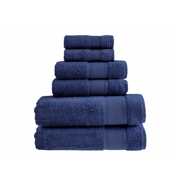 Halley Bath Towels 6-Piece Set - 100% Turkish Cotton Ultra Soft, Absorbent Bathroom Towels - Machine Washable - Night Blue