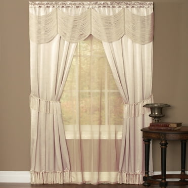 Halley Complete 6 Piece Satin Fringe Window Curtain Set 56" x 84"