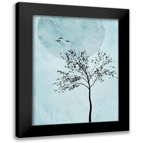 Halli, Hal 12x14 Black Modern Framed Museum Art Print Titled - Full Moon Tree IIÂ&nbsp;