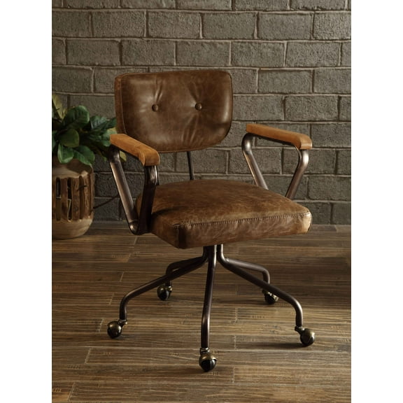 Hallie Vintage Whiskey Top Grain Leather Office Chair
