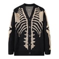 thumbnail image 1 of Hallloween Cardigan Sweaters for Women Skeleton Pattern Long Sleeve Unisex Outwear Knitted Coats #01 E Size M, 1 of 2
