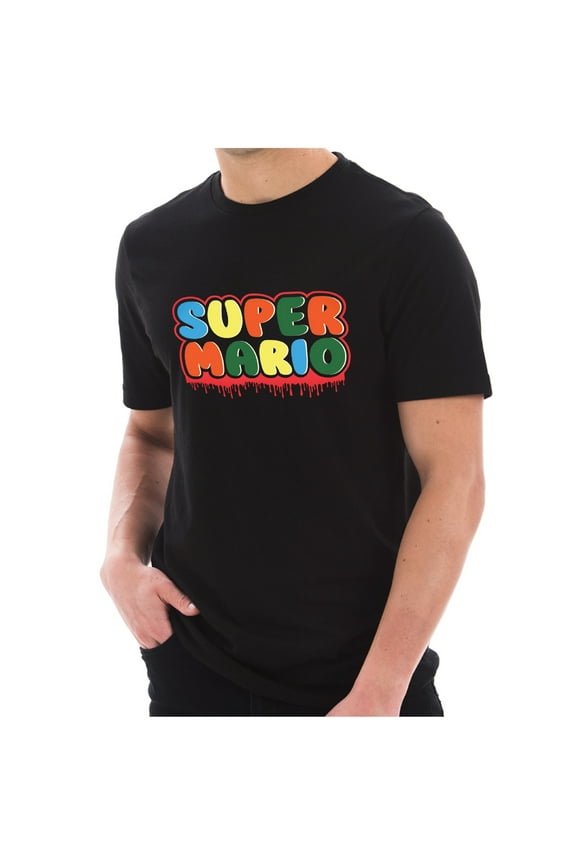 Hallloween Mario Graphic Design Ring Spun Combed Cotton Short Sleeve Deluxe Jersey T-Shirt - Black 3XL