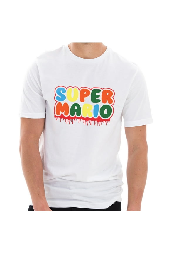 Hallloween Mario Graphic Design Ring Spun Combed Cotton Short Sleeve Deluxe Jersey T-Shirt - White 2XL