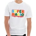 thumbnail image 1 of Hallloween Mario Graphic Design Ring Spun Combed Cotton Short Sleeve Deluxe Jersey T-Shirt - White XL, 1 of 4