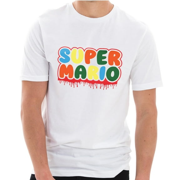 Hallloween Mario Graphic Design Ring Spun Combed Cotton Short Sleeve Deluxe Jersey T-Shirt - White XL