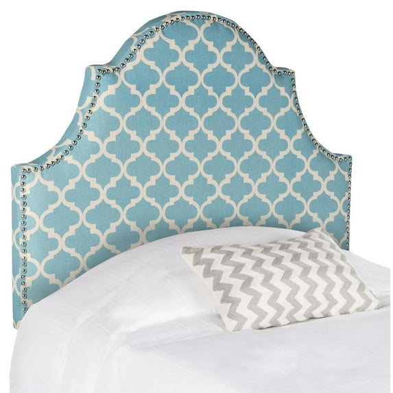 Hallmar Blue & White Arched Headboard - Silver Nail Head-Finish:Blue/White,Size:Twin