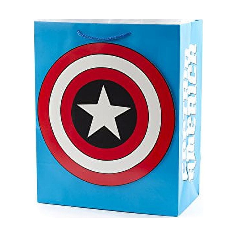 Hallmark 13" Large Avengers Gift Bag with Tissue Paper (Captain America Shield) for Father's Day, Birthdays, Halloween, Christmas or Any Occasion