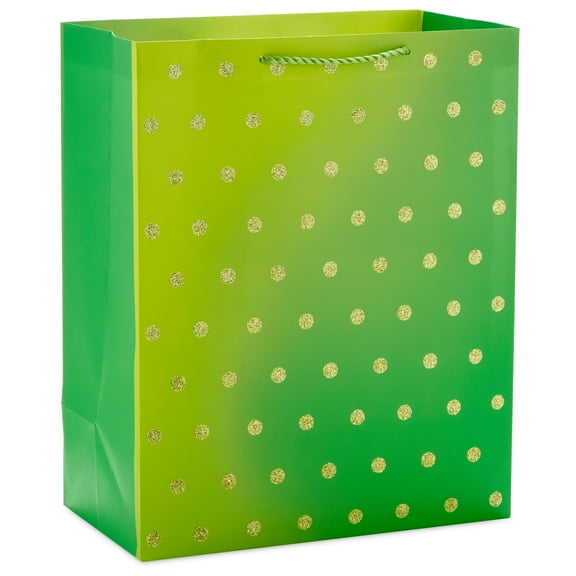 Hallmark 13" Large Gift Bag (Green with Glitter Dots)