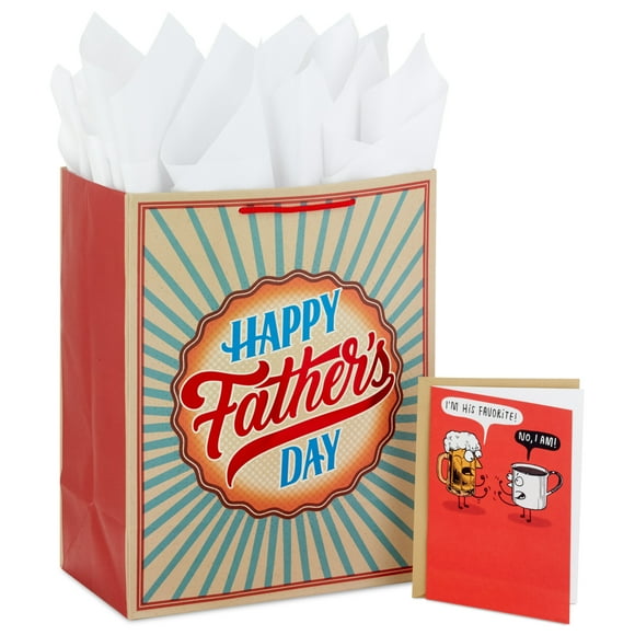 Hallmark 13" Large Gift Bag with Tissue Paper and Greeting Card ("Happy Father's Day," Funny Card)