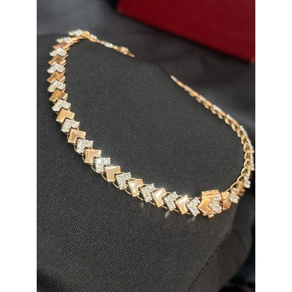 Hallmark 14K Rose Gold 1.43 Carats Round Brilliant Cut Natural Diamonds Link Tennis Bracelet