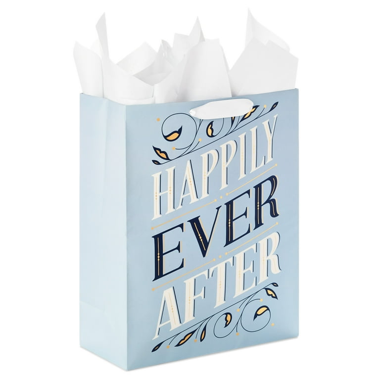 Hallmark 15 Extra Large Gift Bag with Tissue Paper (Happily Ever After)  for Weddings, Engagements, Bridal Showers, Vow Renewals 